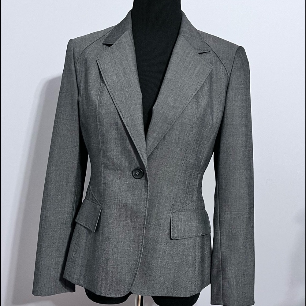 Anne Klein Woman Career Formal Grey Blazer Suit Size 6P